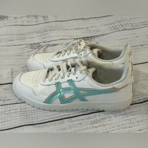 Asics Japan S Women’s Sneakers White W/ Ocean Haze & Mint Green Accents Size 12